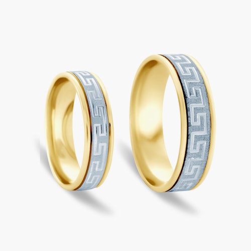 Obrączki ślubne: dwukolorowe złoto, płaskie, 5 mm